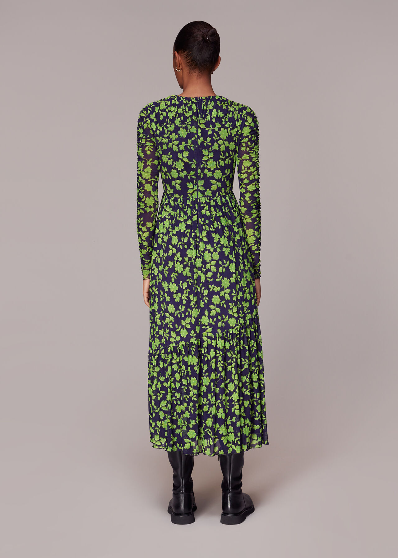 Linear Floral Mesh Dress